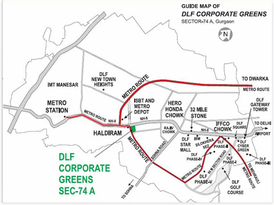 DLF Corporate Greens Map